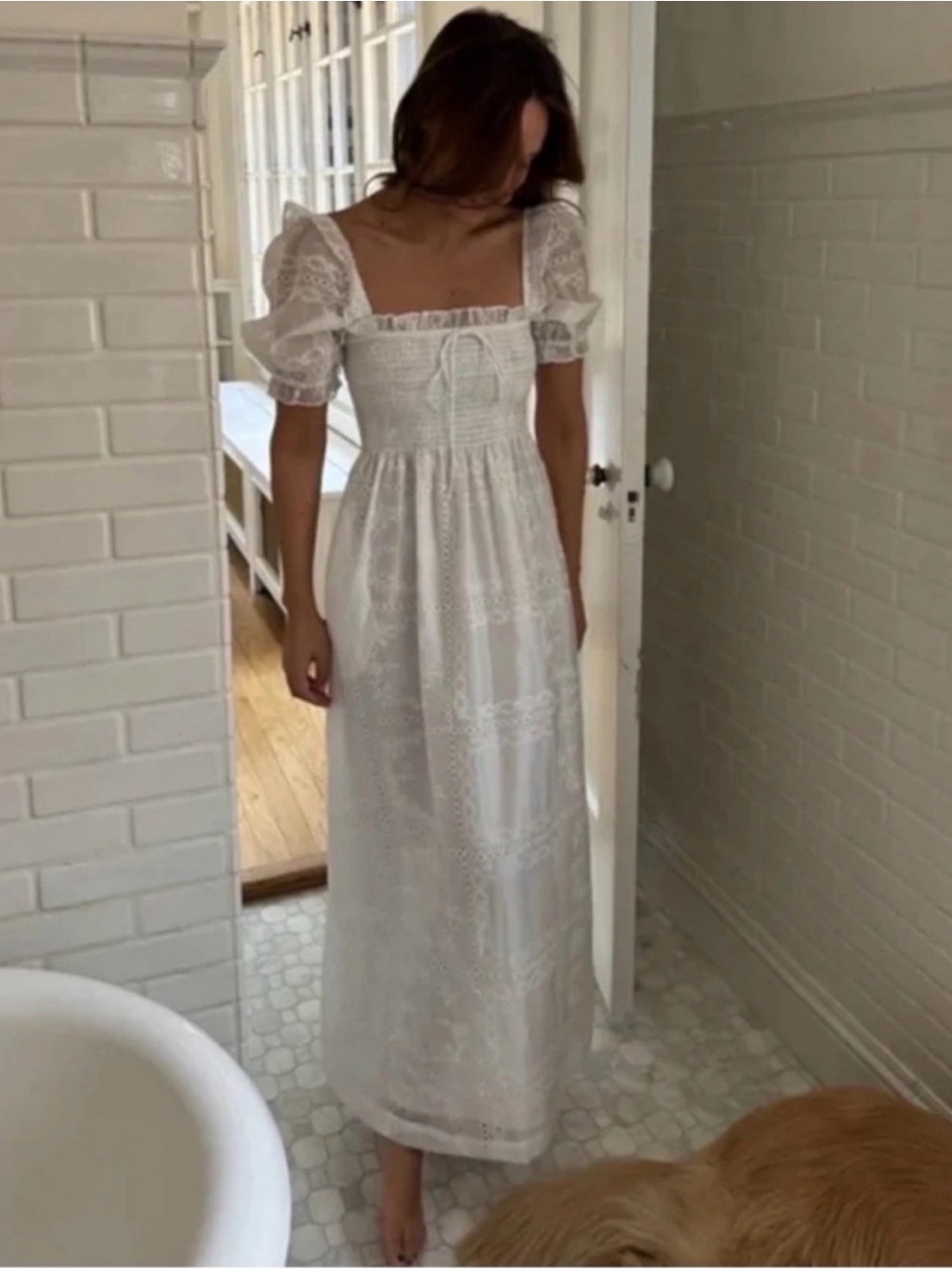 Hill House Home The Scarlett Nap Fit & Flare Midi Dress M white